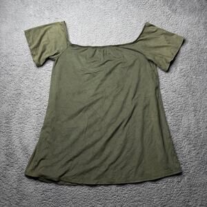 Eden in Love Blouse Women's 2XL Green Short Sleeve Shirt